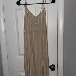Abercrombie & Fitch Beige Striped Midi Dress